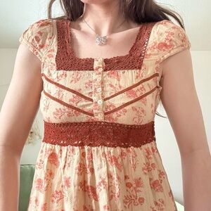 Divided H&M European 36 (M) Milkmaid Summer Cream Dress Crochet